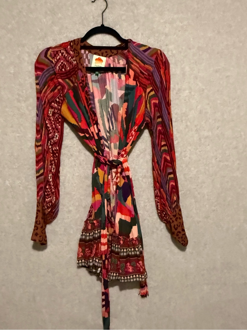 Colorful Abstract Print Wrap Top - Multicolor